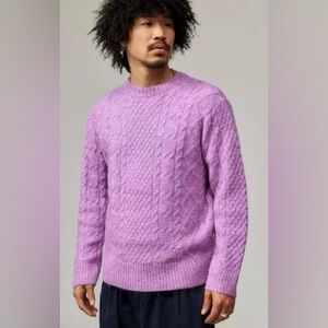 Men’s BDG Fluffy Pink Cable Knit Sweater size S-P